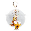 Vente en gros Rabbit Fur Ball Keychain mix Couleurs 8CM Metal Geniune Fur Ball Keyring Bag Charm